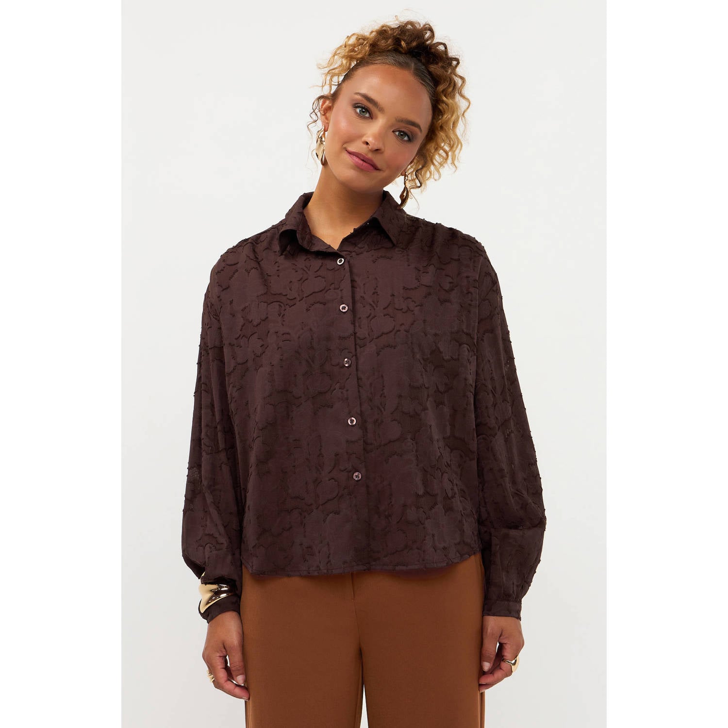 Ydence gebloemde blouse bruin
