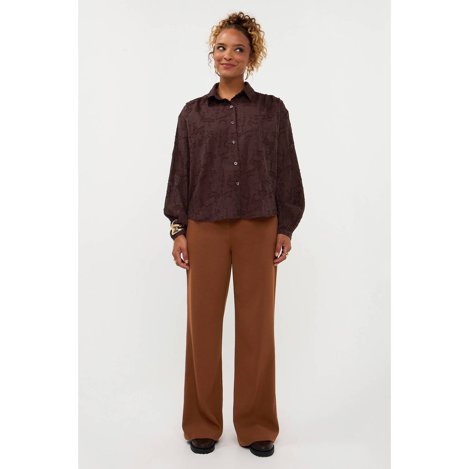 Ydence gebloemde blouse bruin