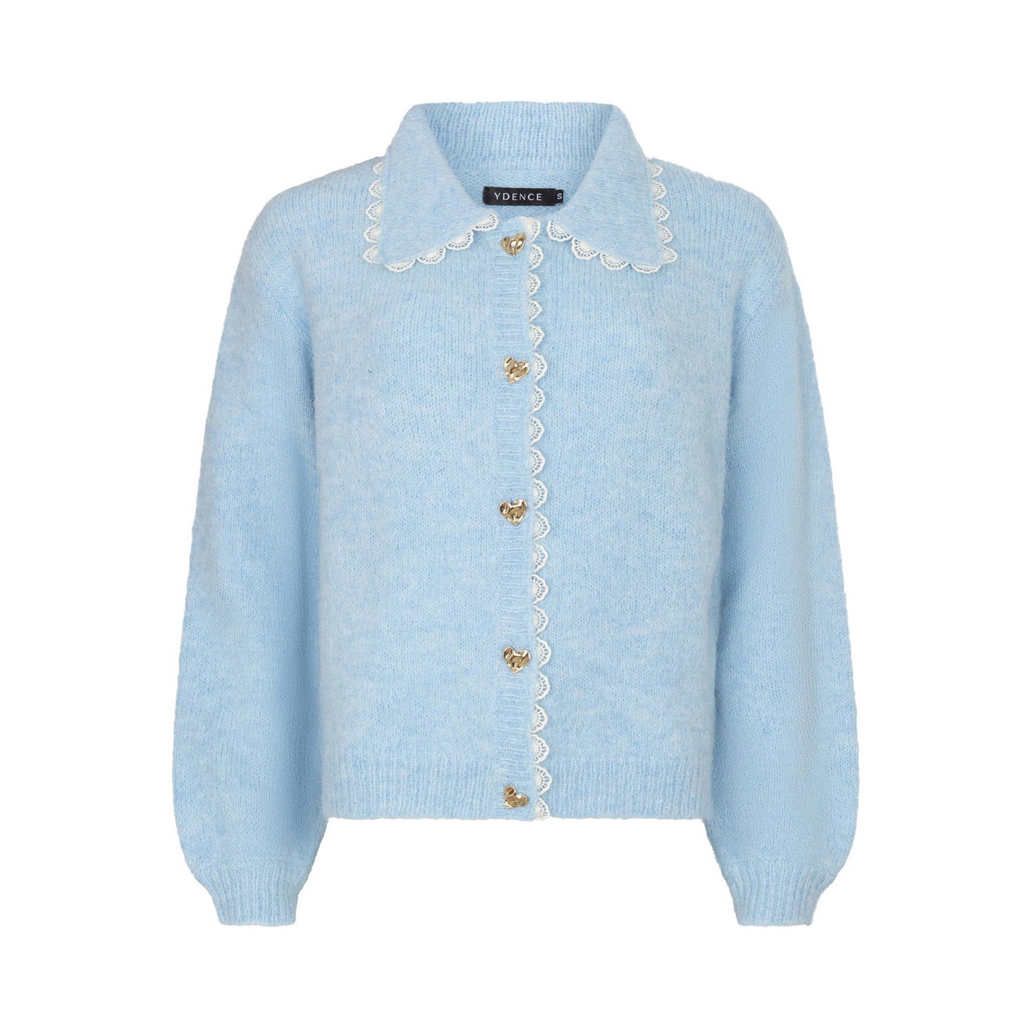 Ydence gebreid vest met wol lichtblauw
