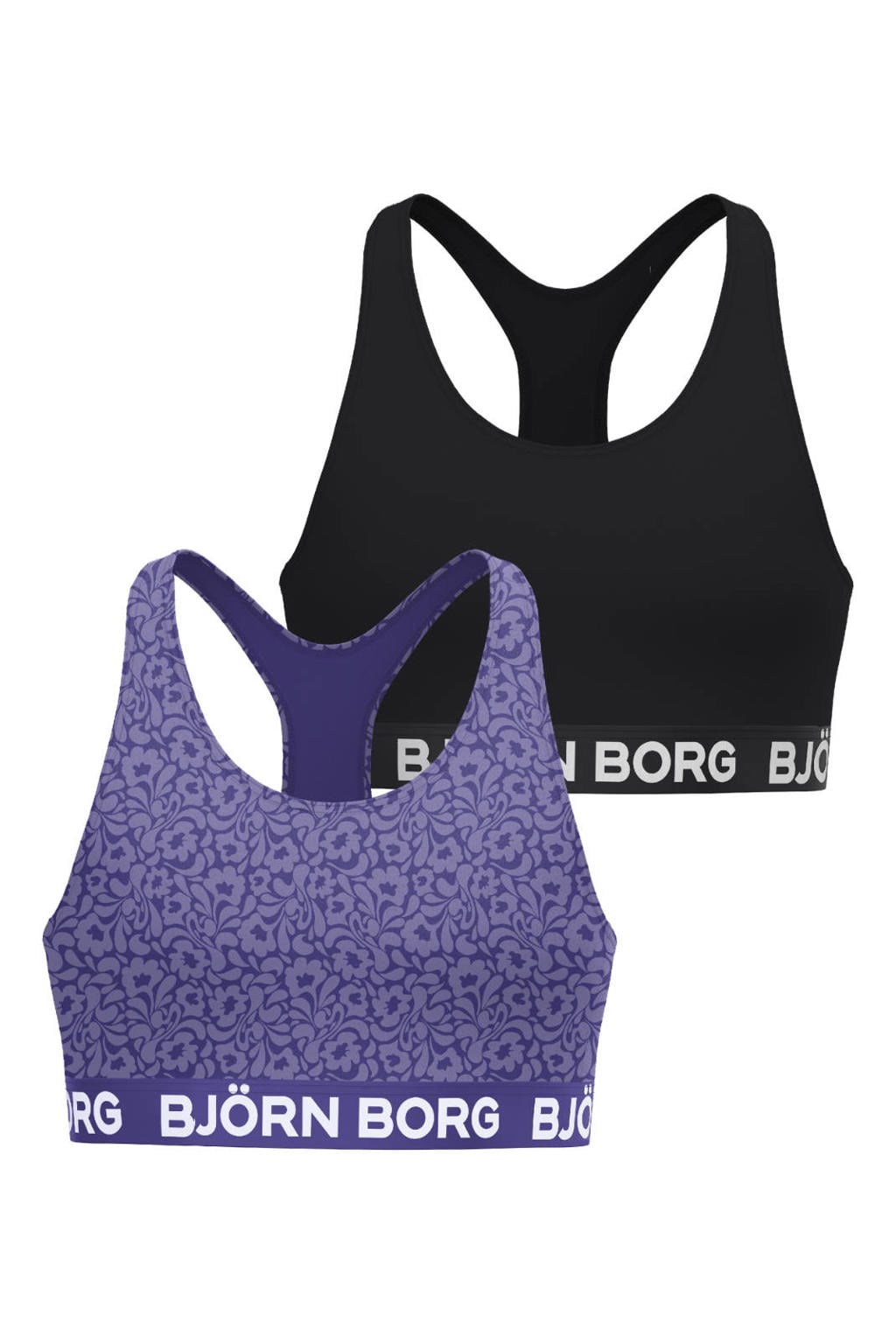 Björn Borg halter-bh's met print - paars/zwart (set van 2)