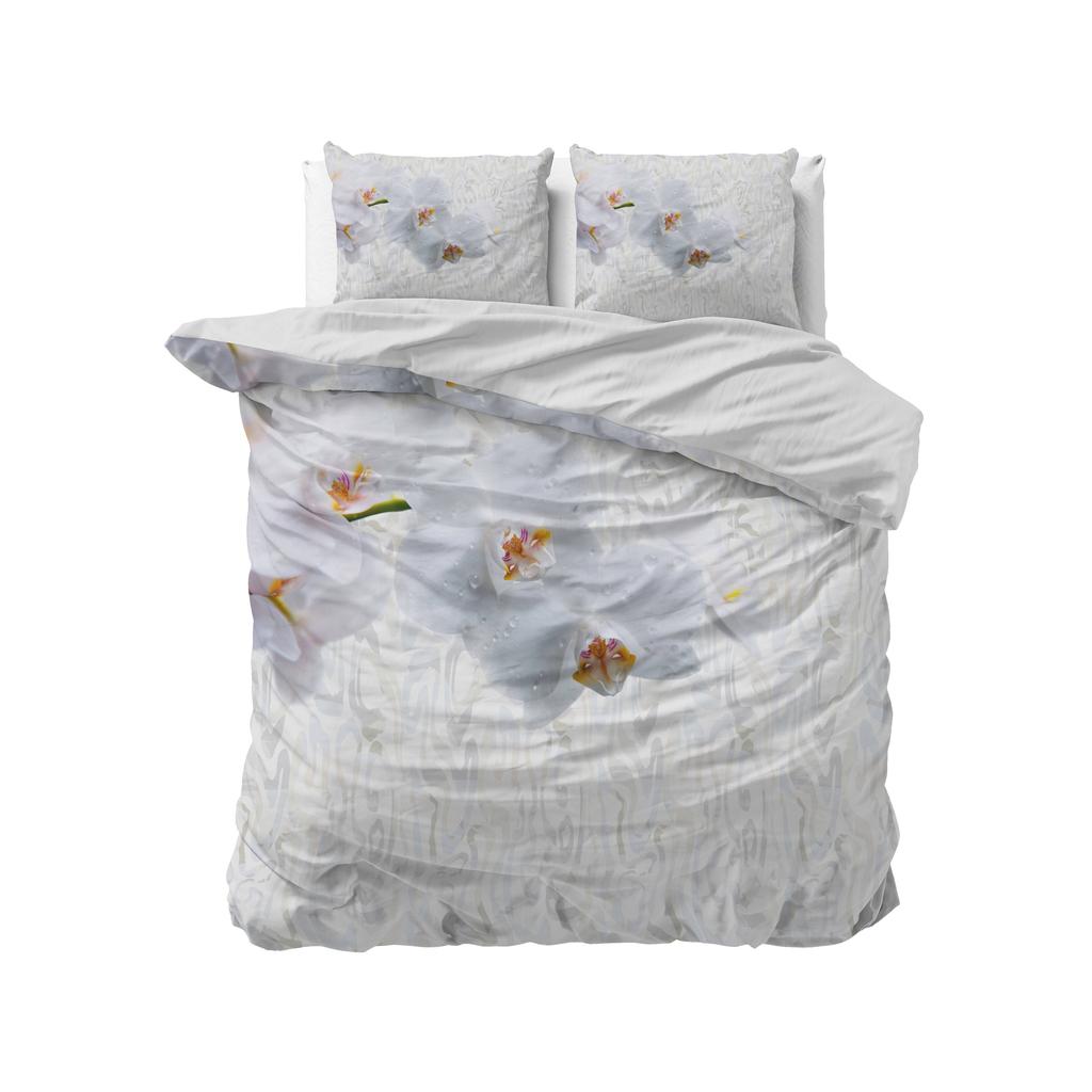 Sleeptime 2-persoons dekbedovertrek 200x220 cm met print - wit