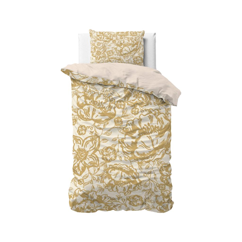 Sleeptime 1-persoons dekbedovertrek 140x220 cm met print - goud