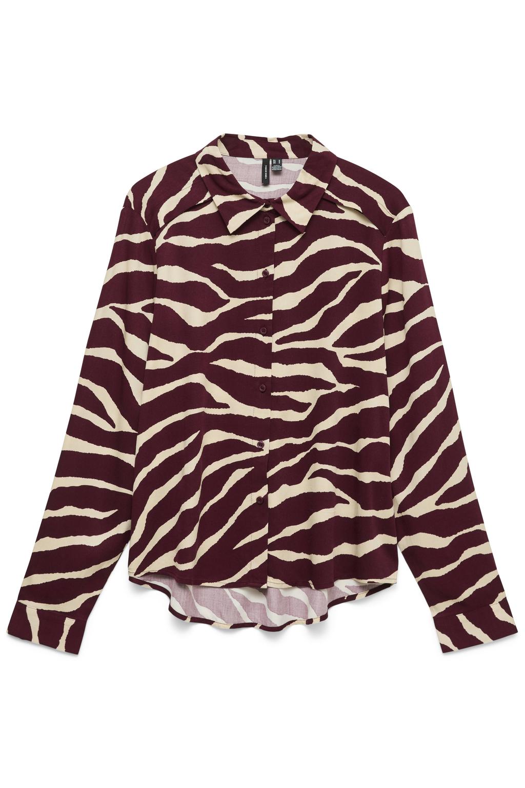 VERO MODA CURVE Plus Size top met zebraprint - donkerrood/beige