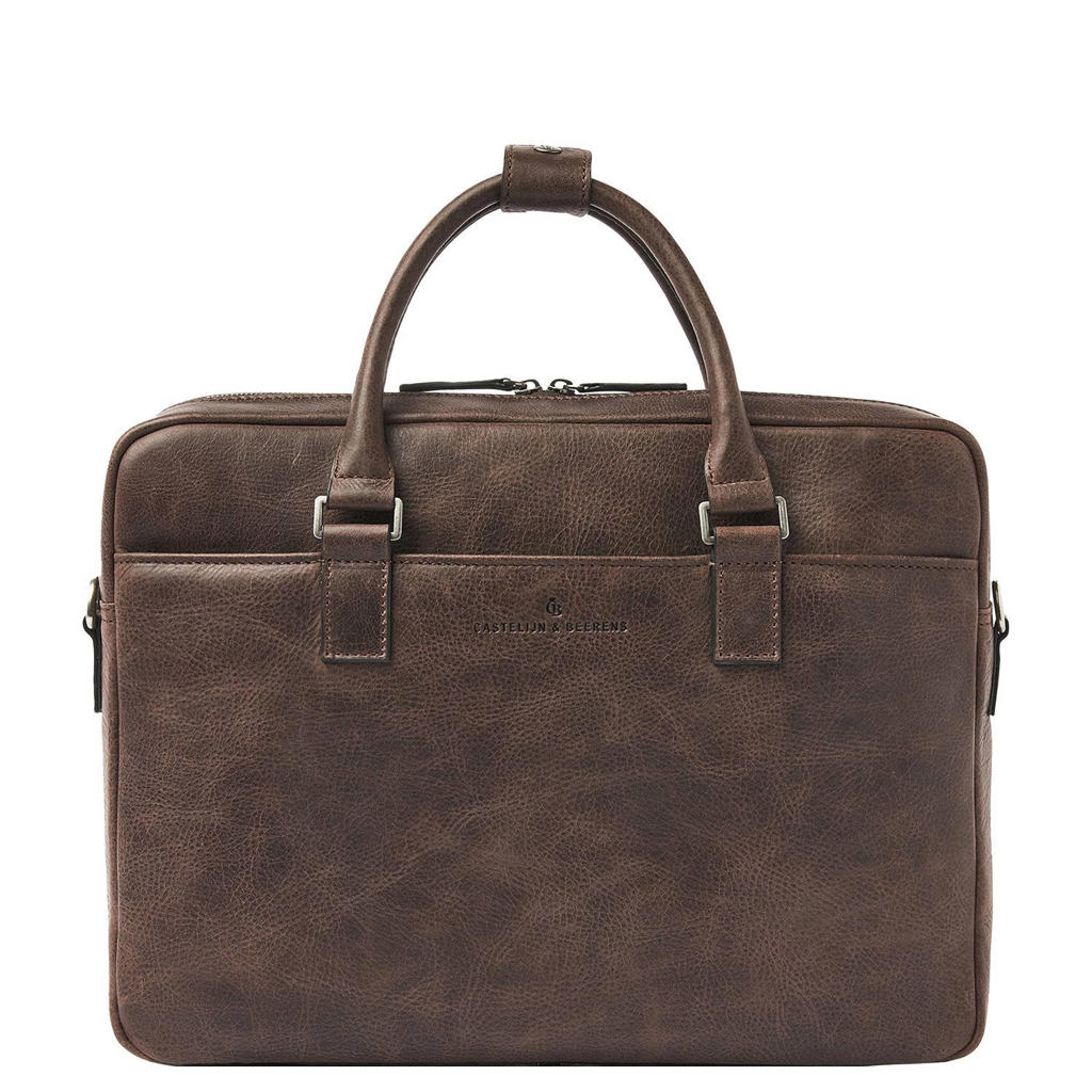 Castelijn & Beerens 15.6 inch leren laptoptas Carisma donkerbruin