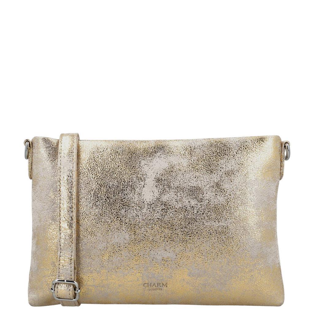 Charm London leren crossbody tas South Hill goudkleurig