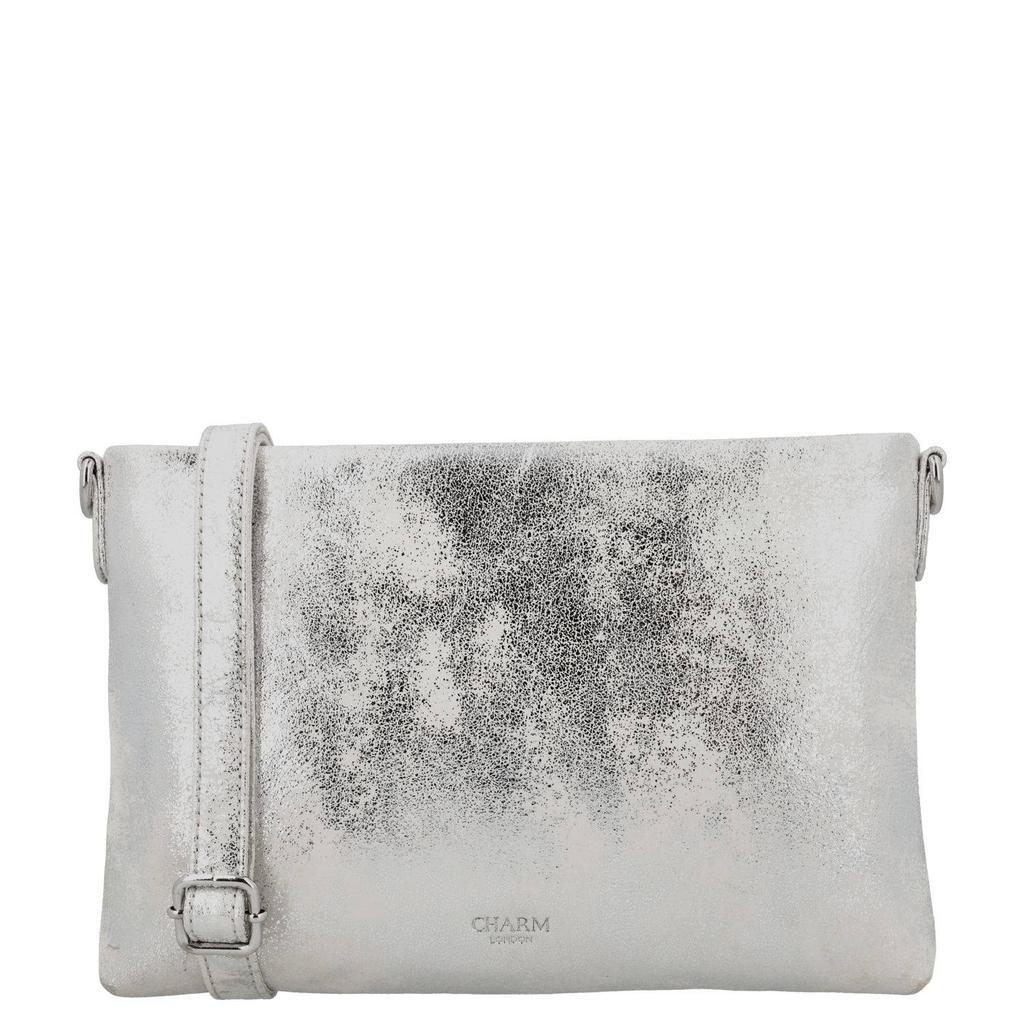 Charm London leren crossbody tas South Hill zilverkleurig