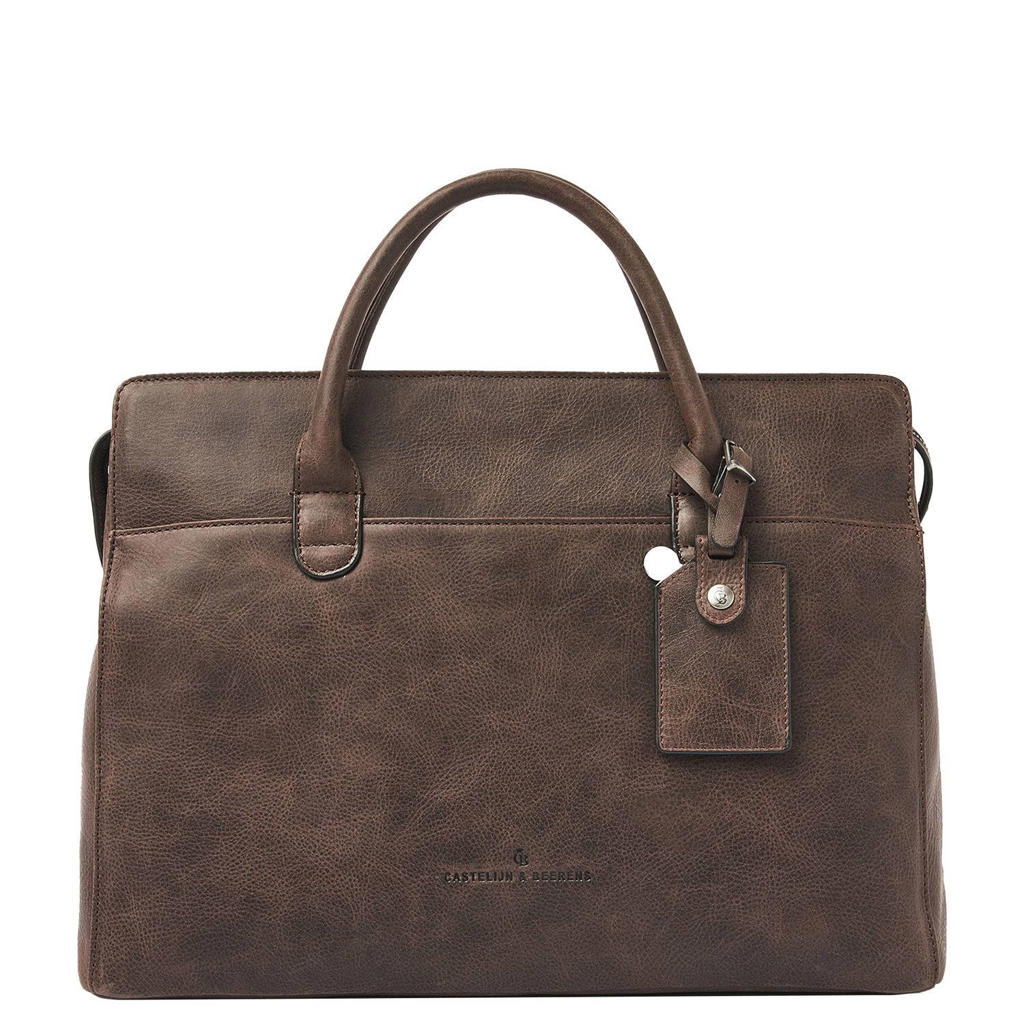 Castelijn & Beerens 15.6 inch leren laptoptas Cavallo donkerbruin