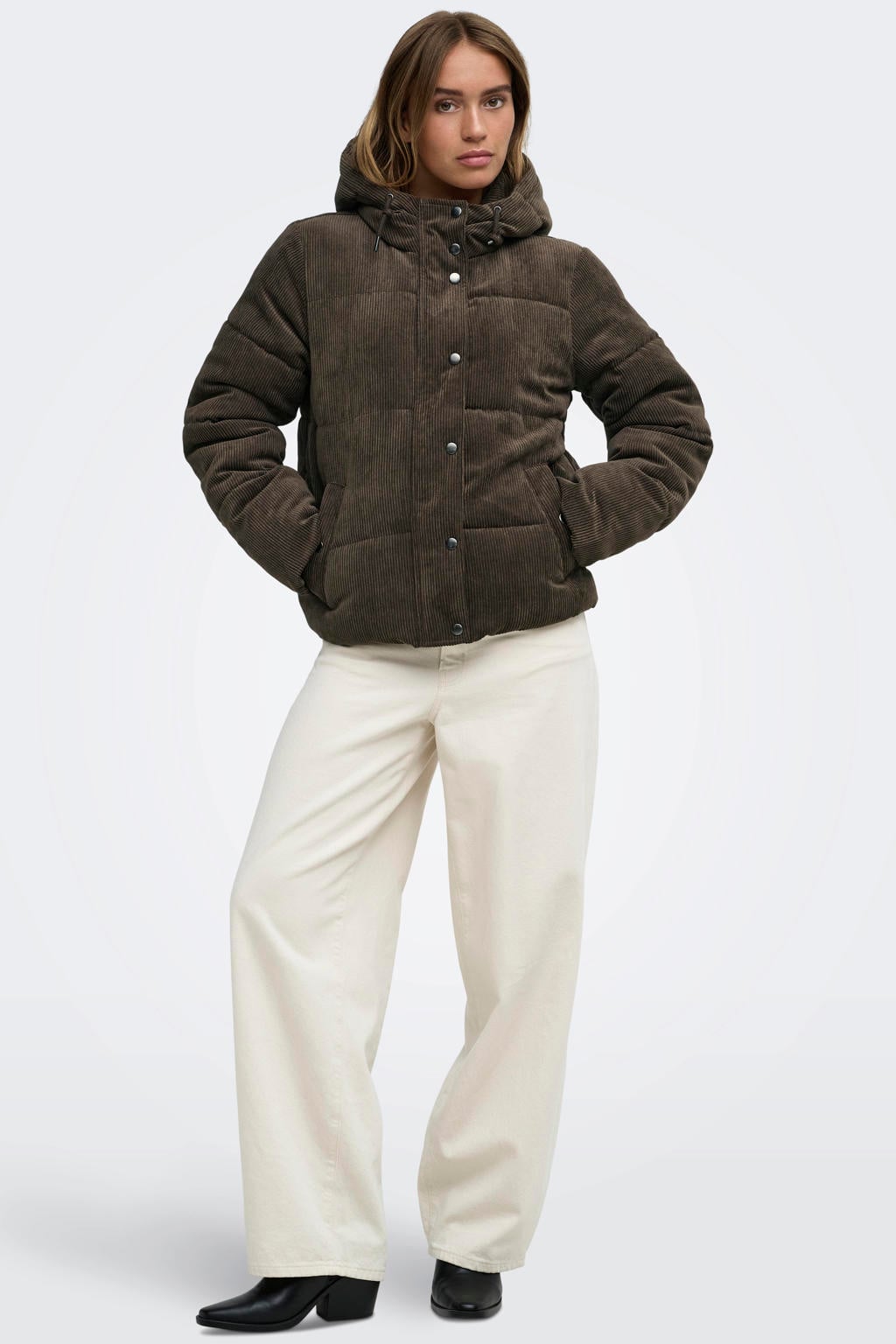 JDY corduroy winterjas - bruin
