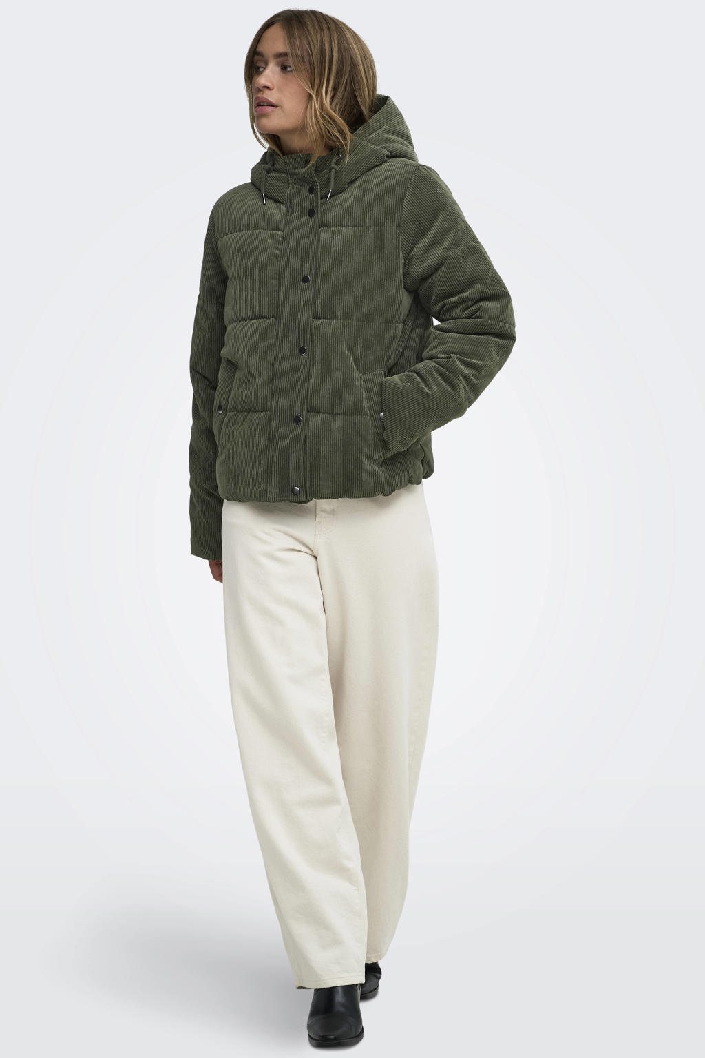 JDY corduroy winterjas - groen