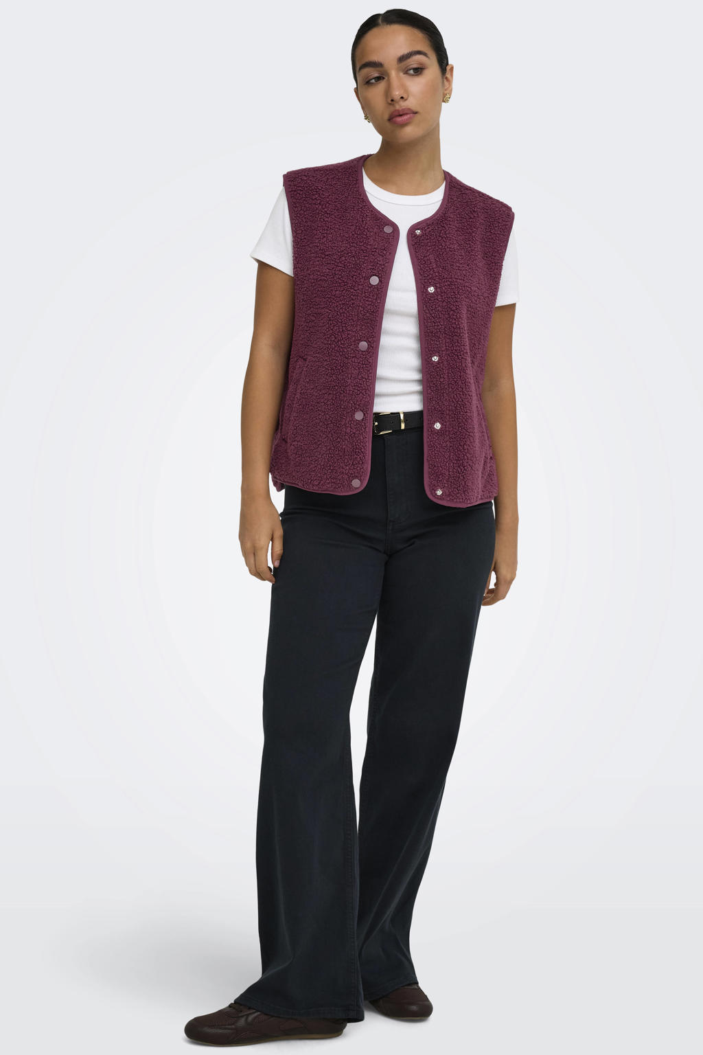 JDY gilet - donkerrood