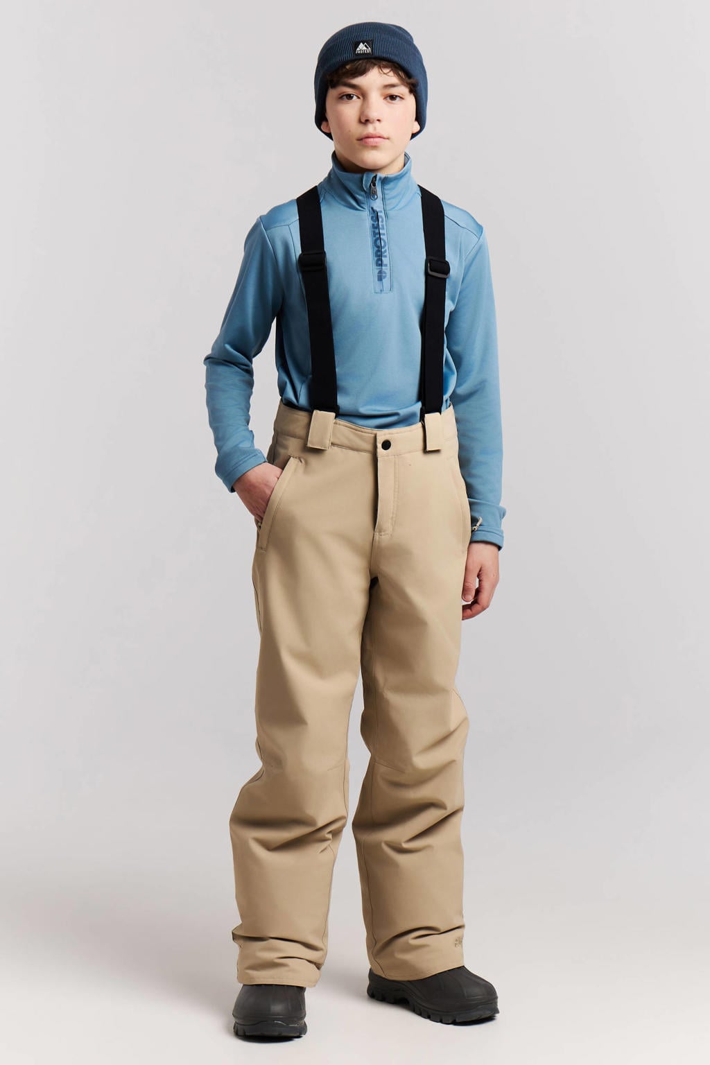 Beige jongens Protest skibroek van polyester met effen