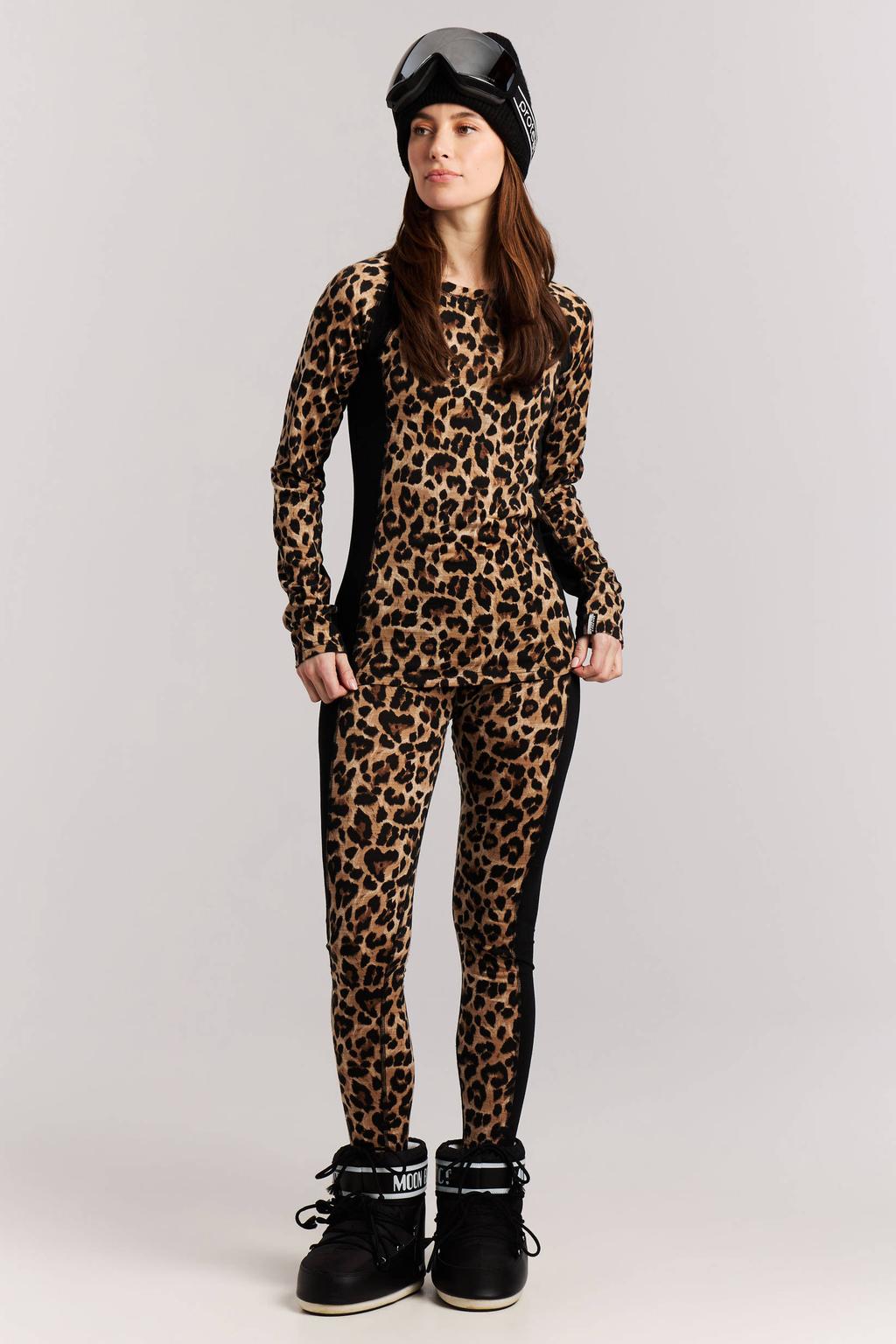 Protest PRTIsamo thermoshirt met panterprint en wol - zwart/camel