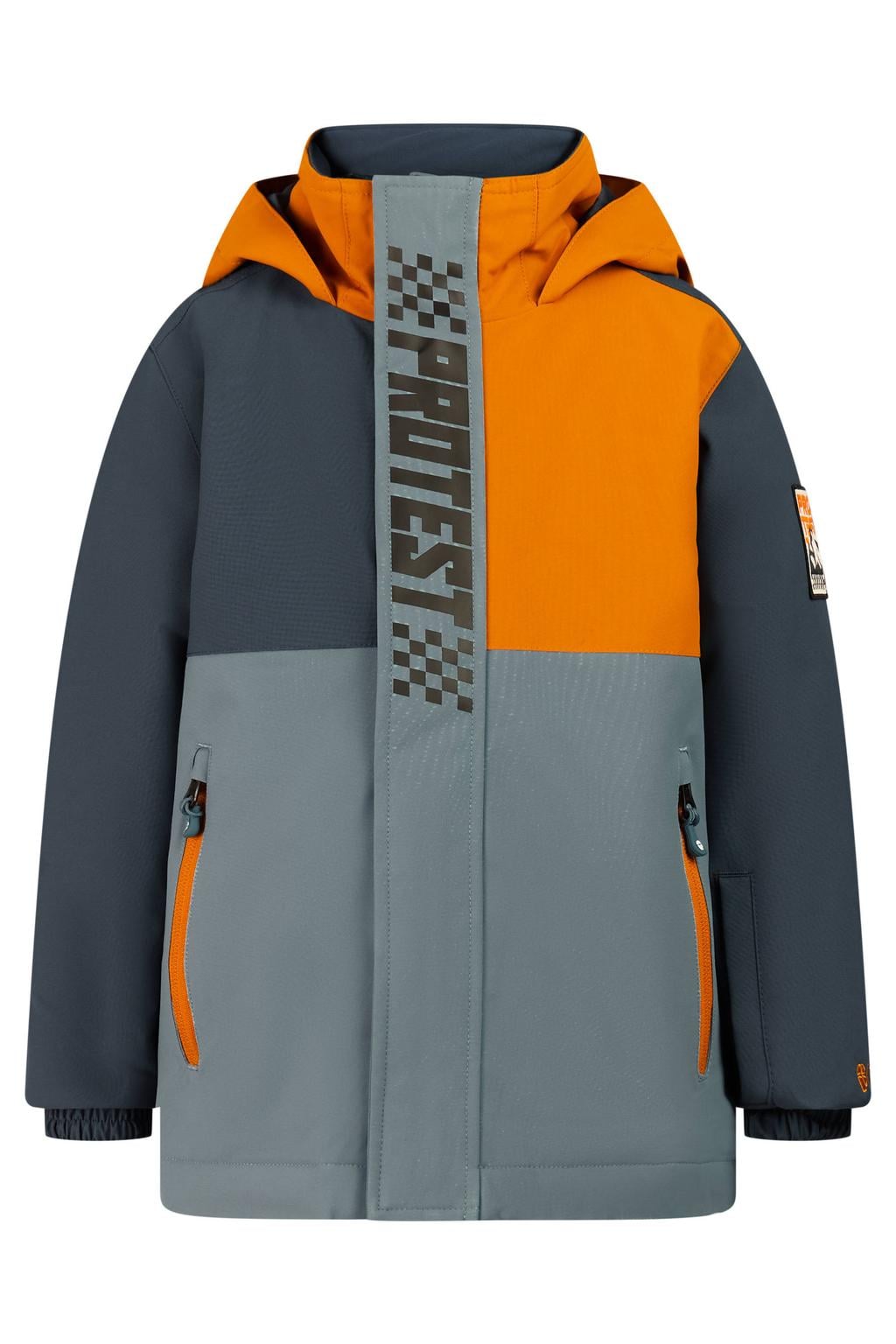 Protest ski-jas - grijsblauw/oranje