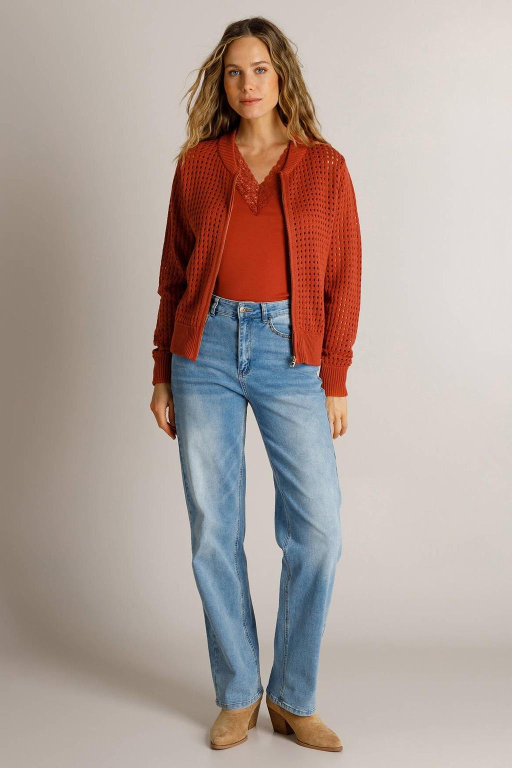 Light blue denim dames Ivy Beau high waist mom jeans van denim met rits- en knoopsluiting en effen