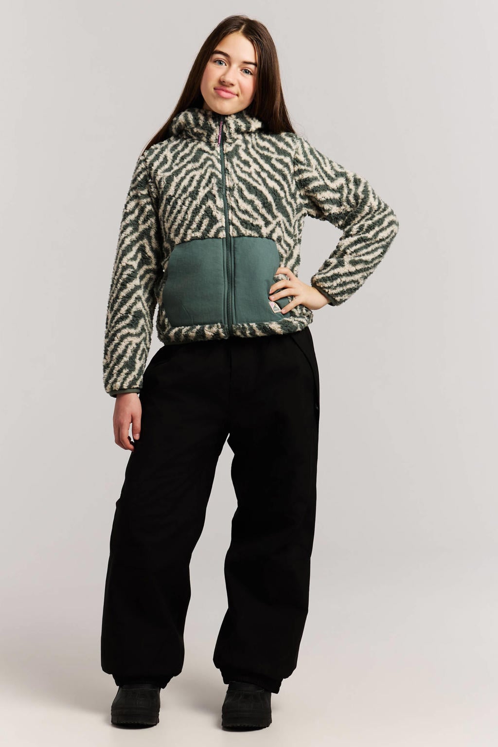 Protest teddy outdoor vest met dierenprint - groen