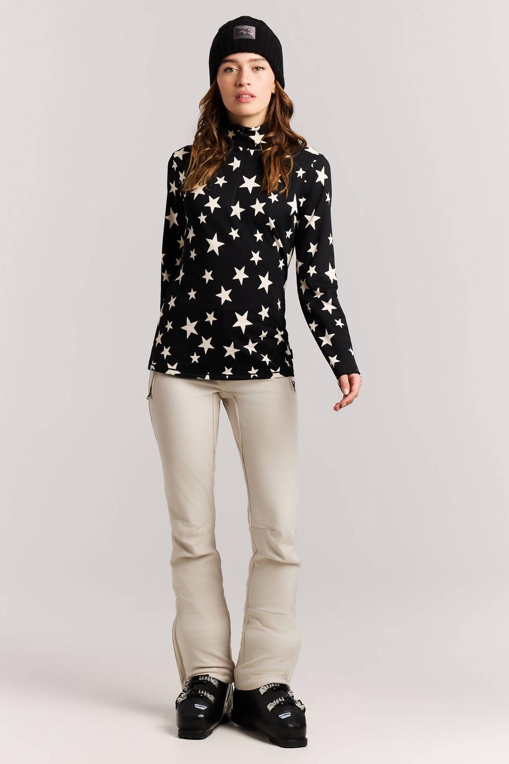Protest fleece aansluitende sweater met sterren - zwart/ecru