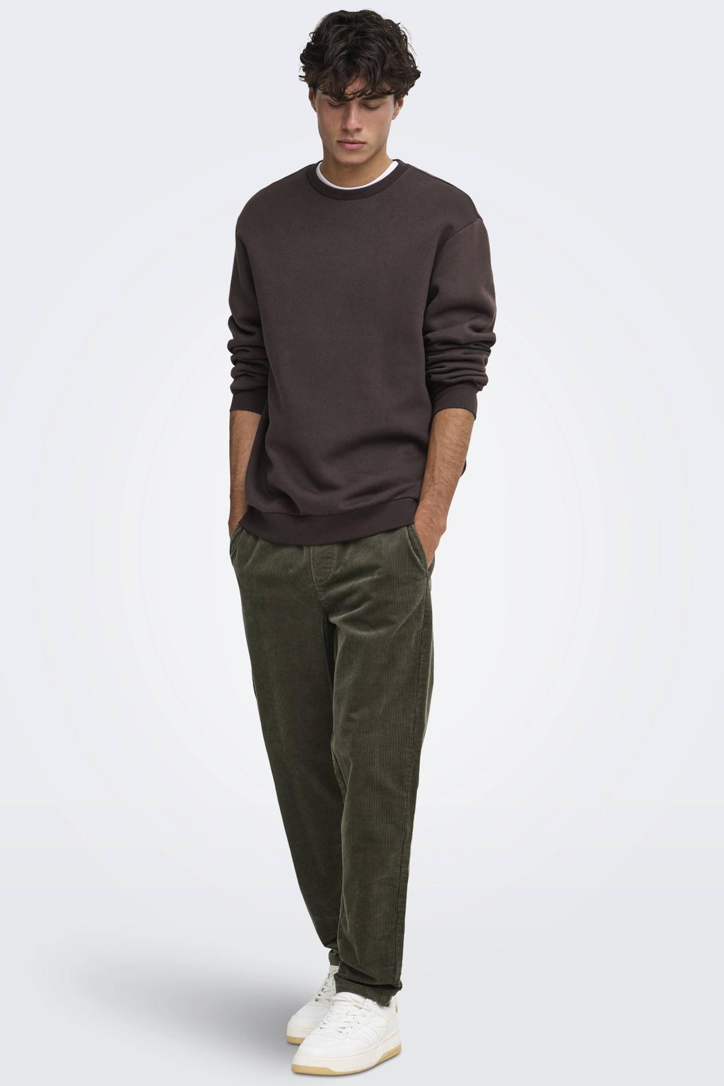 ONLY & SONS regular fit sweater - donkerbruin