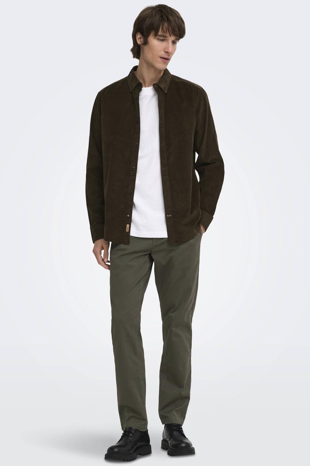 ONLY & SONS regular fit chino - donkergroen