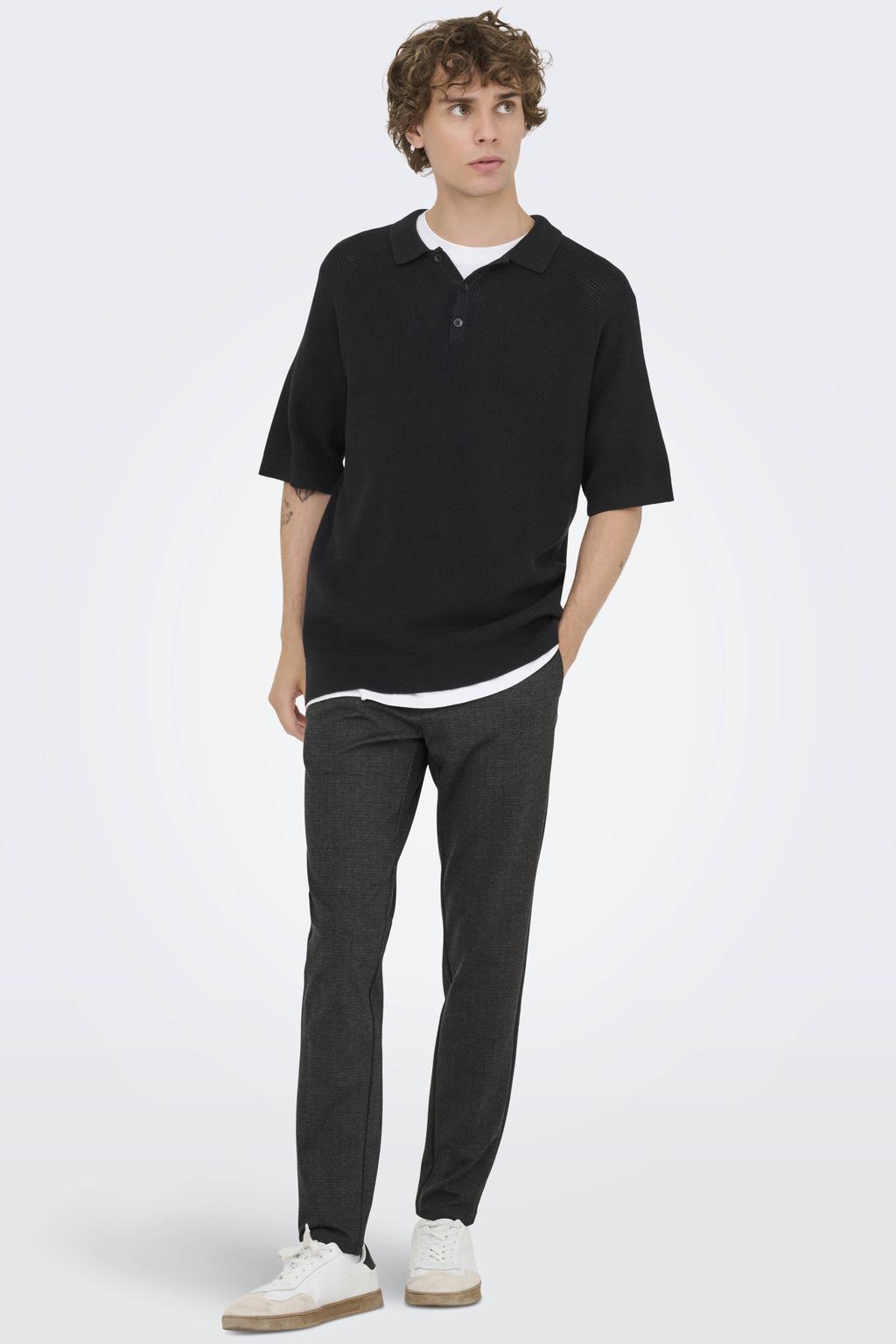 ONLY & SONS slim fit geruite chino - donkerbruin