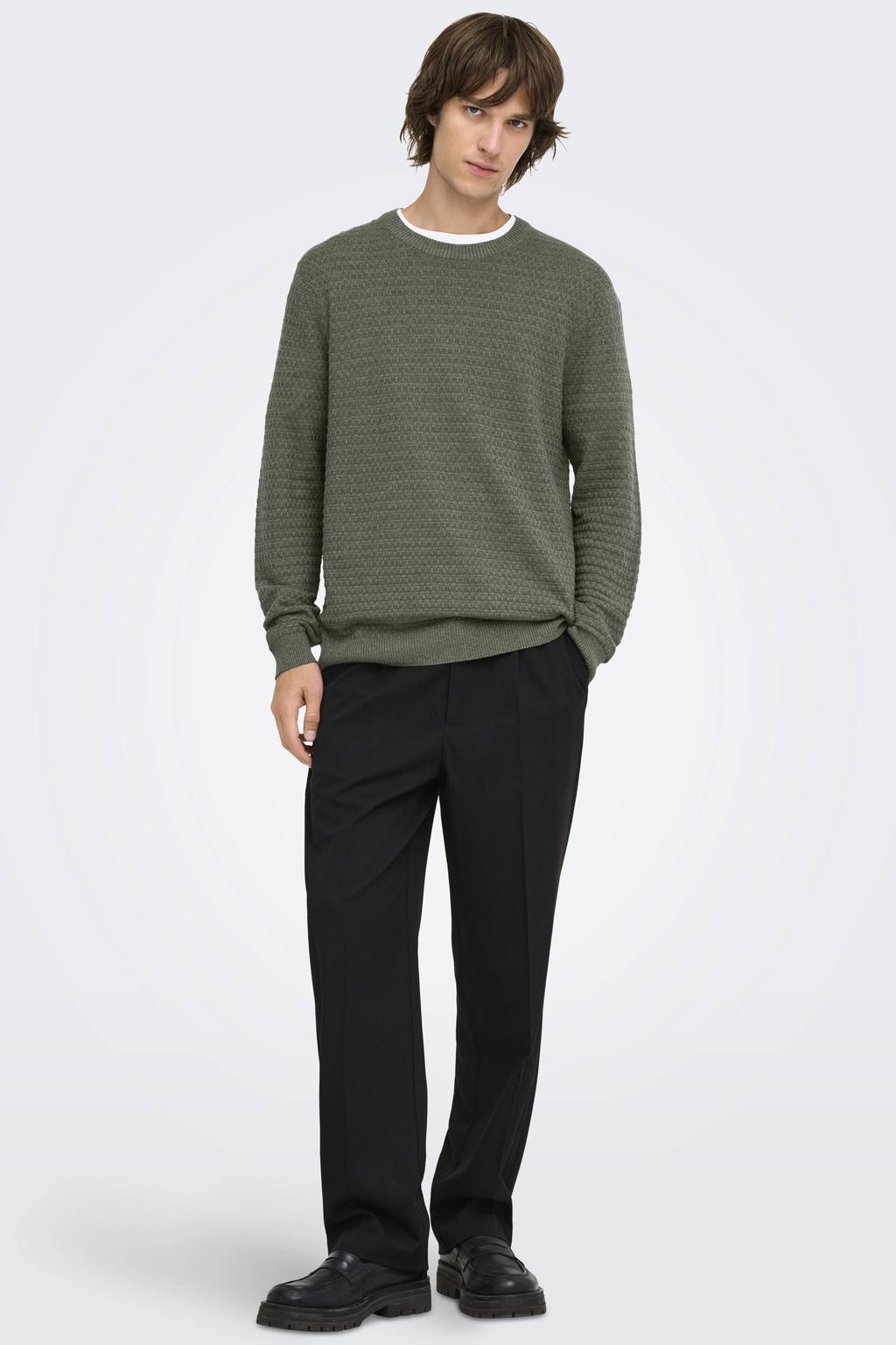 ONLY & SONS regular fit gebreide trui - groen
