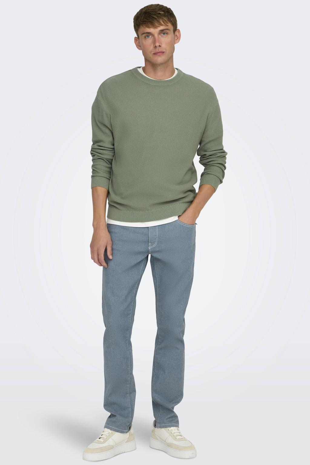 ONLY & SONS katoenen relaxed fit trui - groen