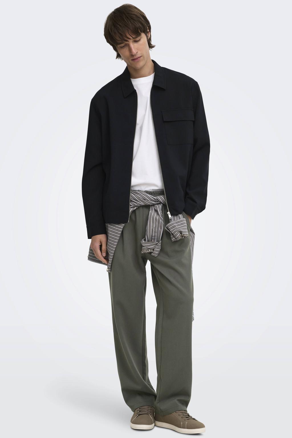 ONLY & SONS loose fit casual broek - donkergroen