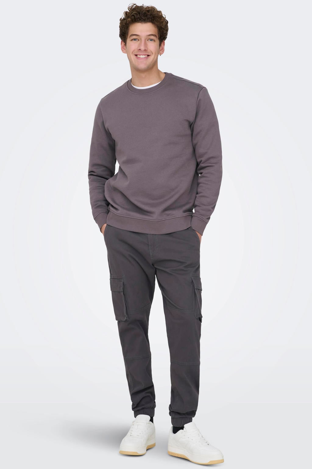 ONLY & SONS tapered cargobroek - grijs