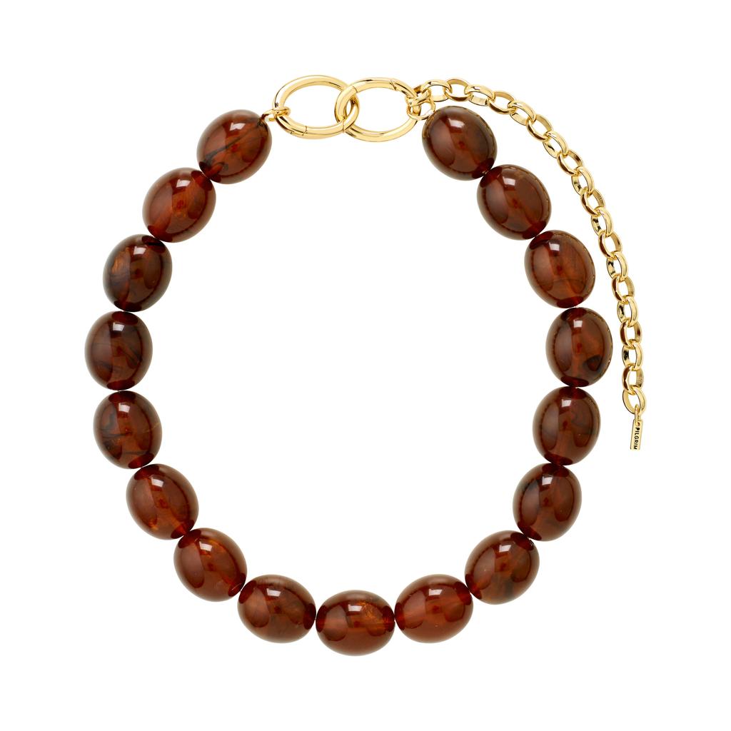 PILGRIM gold plated ketting Still bruin