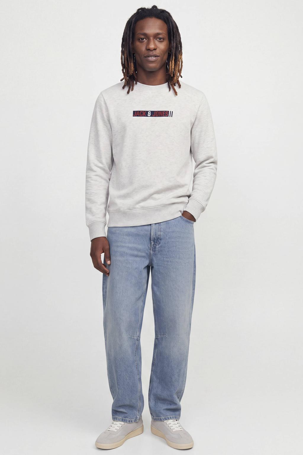 JACK & JONES regular fit gemêleerde sweater - wit