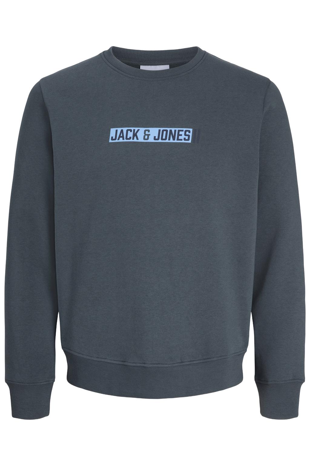 JACK & JONES regular fit sweater met print - grijsblauw