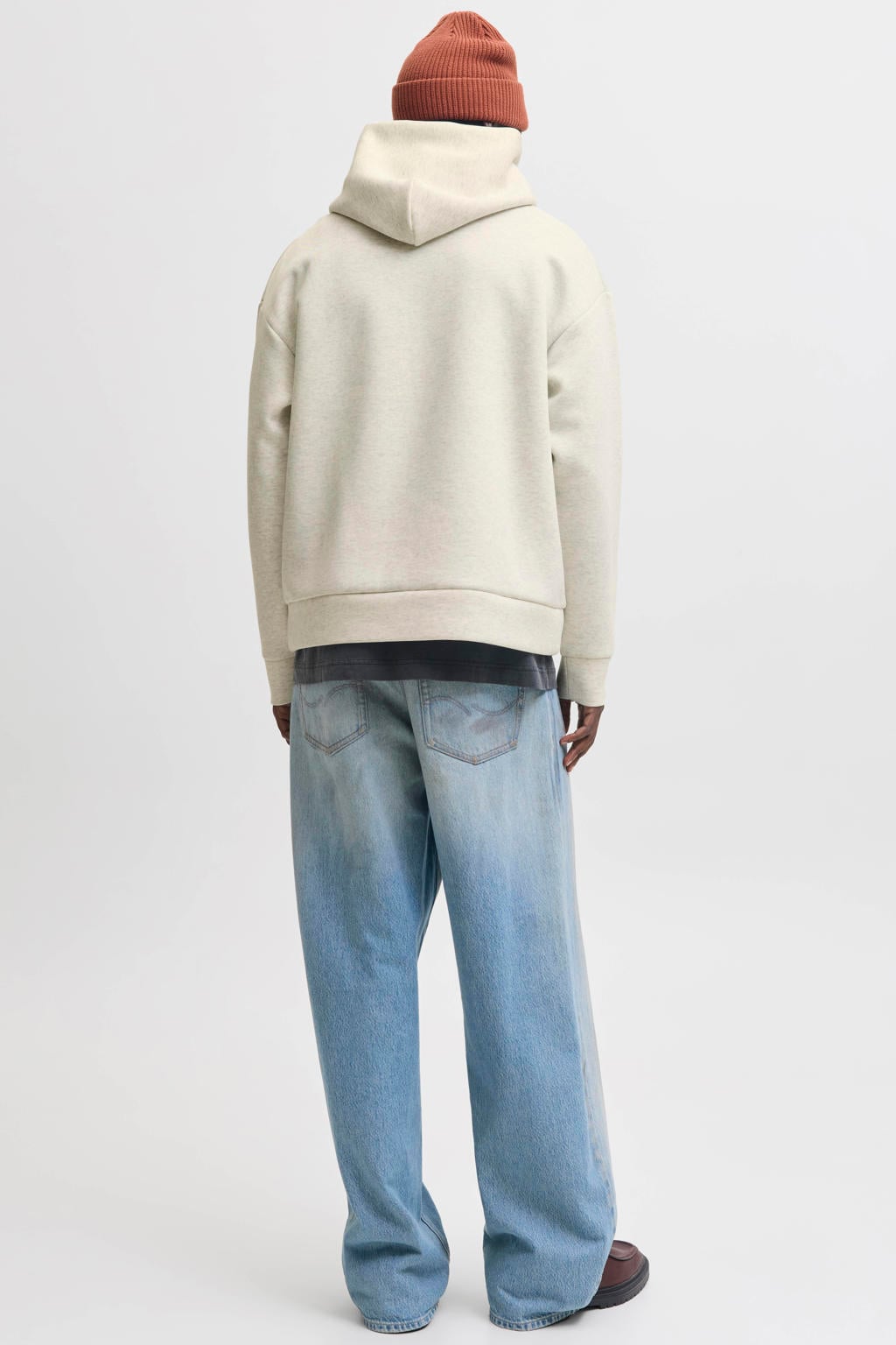 JACK & JONES ESSENTIALS oversized gemêleerde hoodie - wit