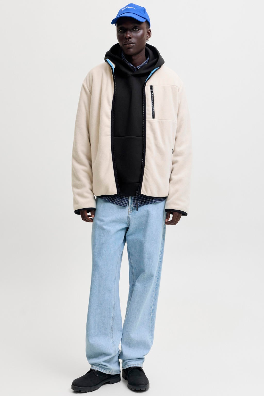 JACK & JONES ESSENTIALS oversized hoodie - zwart
