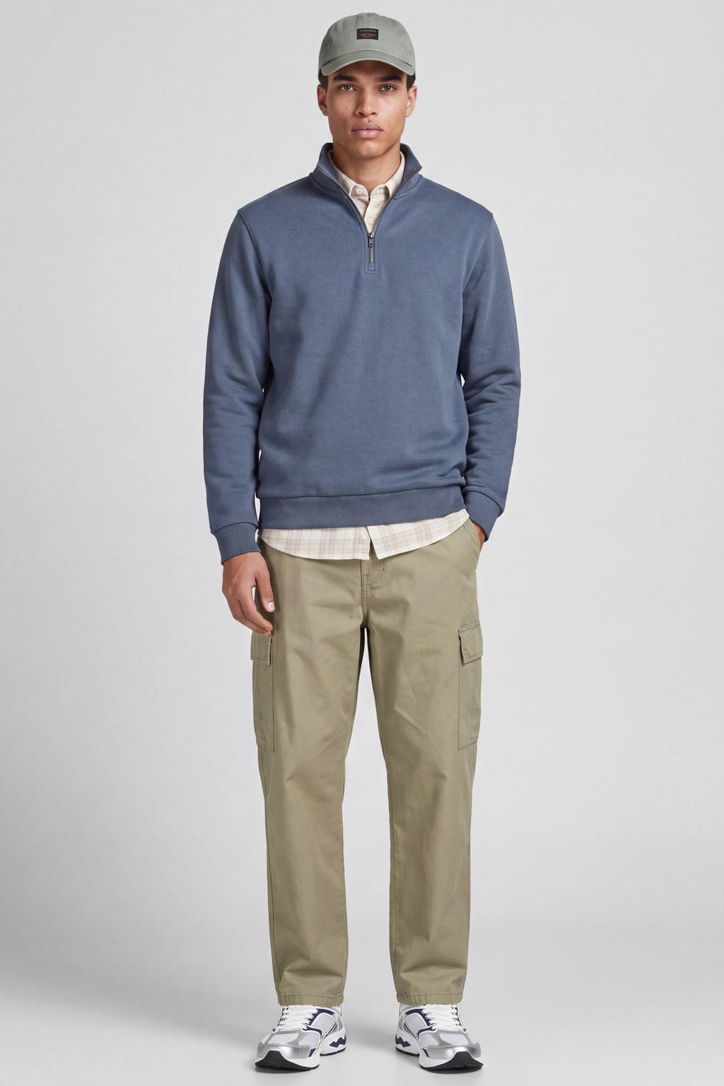 JACK & JONES ESSENTIALS relaxed fit sweater - grijsblauw