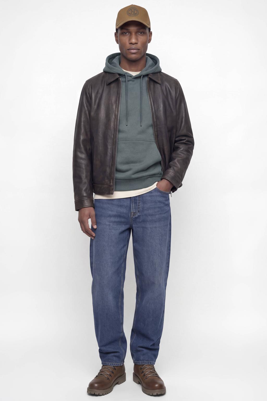 JACK & JONES ESSENTIALS relaxed fit hoodie - grijsblauw