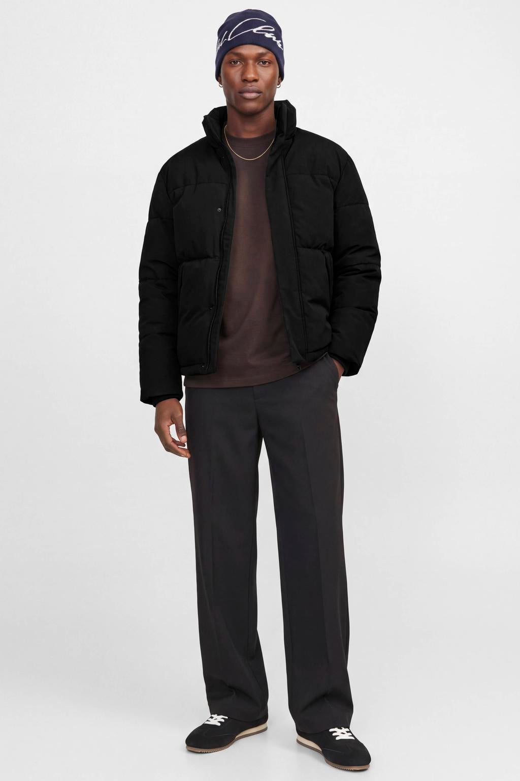 JACK & JONES ESSENTIALS gewatteerde winterjas - zwart
