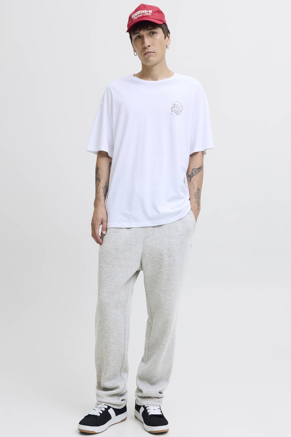 JACK & JONES PANTS STUDIO relaxed fit gemêleerde joggingbroek - lichtgrijs