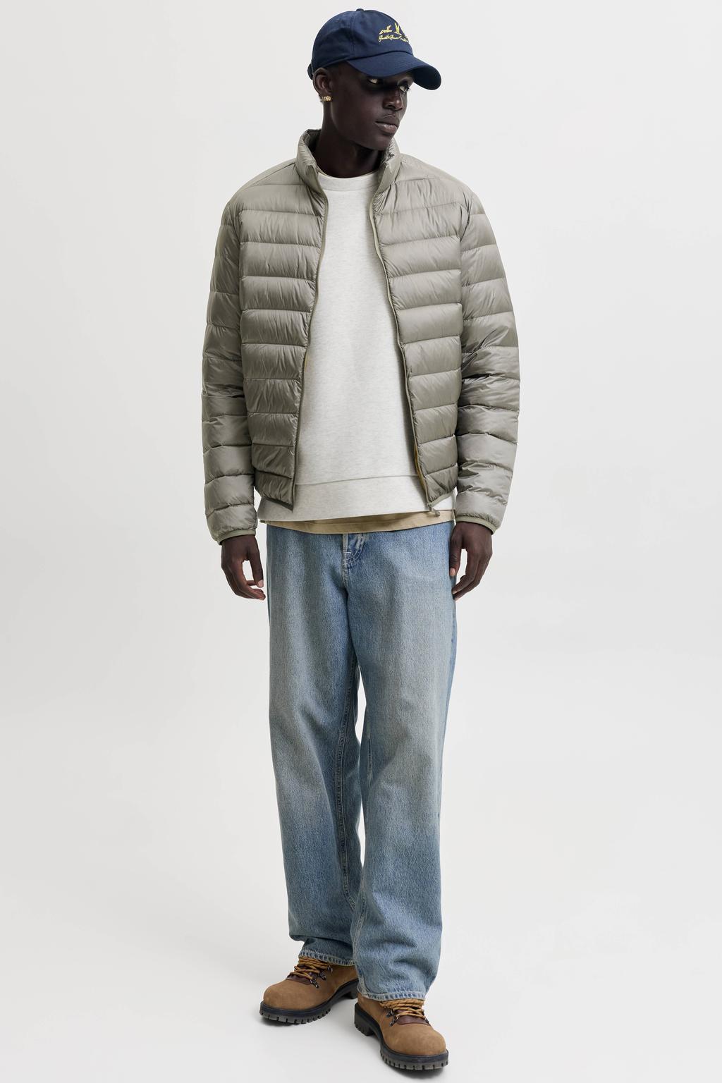 JACK & JONES ESSENTIALS oversized gemêleerde sweater - wit