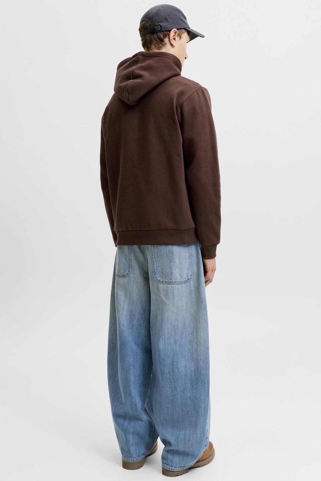 JACK & JONES ESSENTIALS relaxed fit hoodie - roodbruin