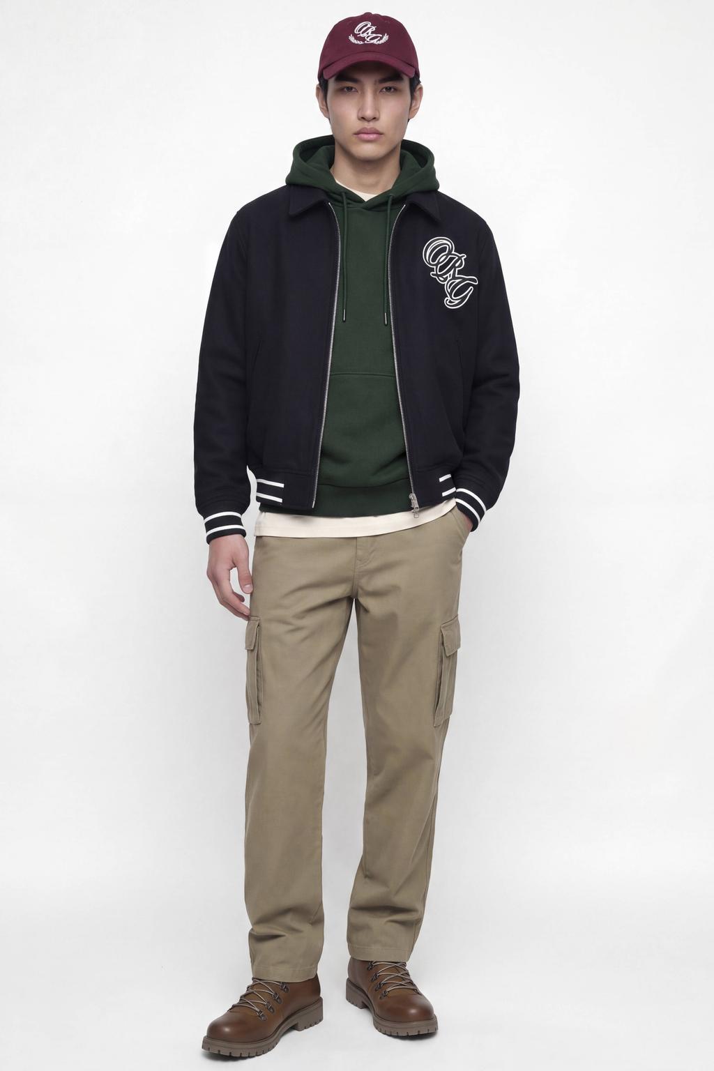 JACK & JONES ESSENTIALS relaxed fit hoodie - donkergroen