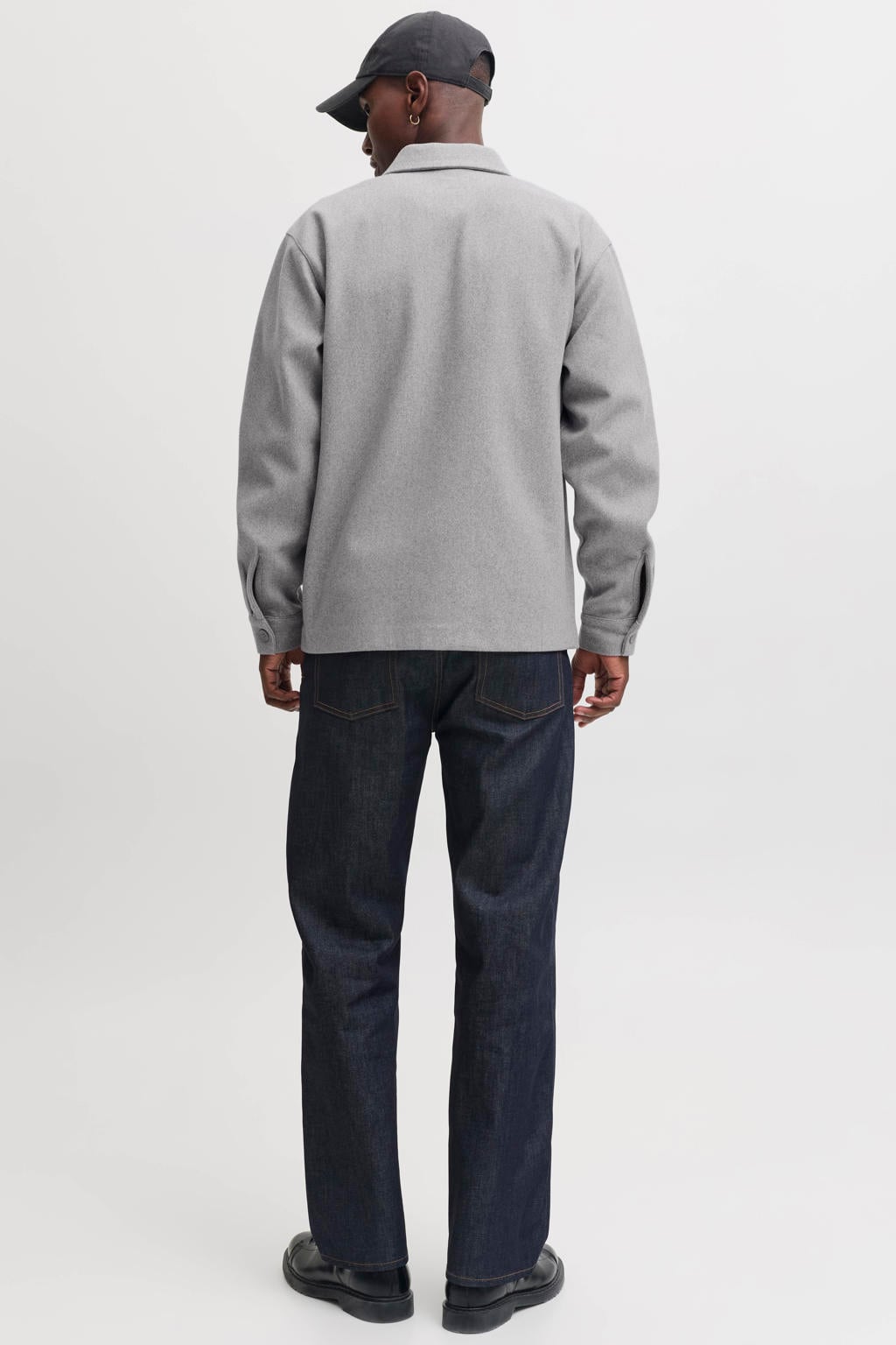 JACK & JONES ESSENTIALS relaxed fit overshirt - lichtgrijs