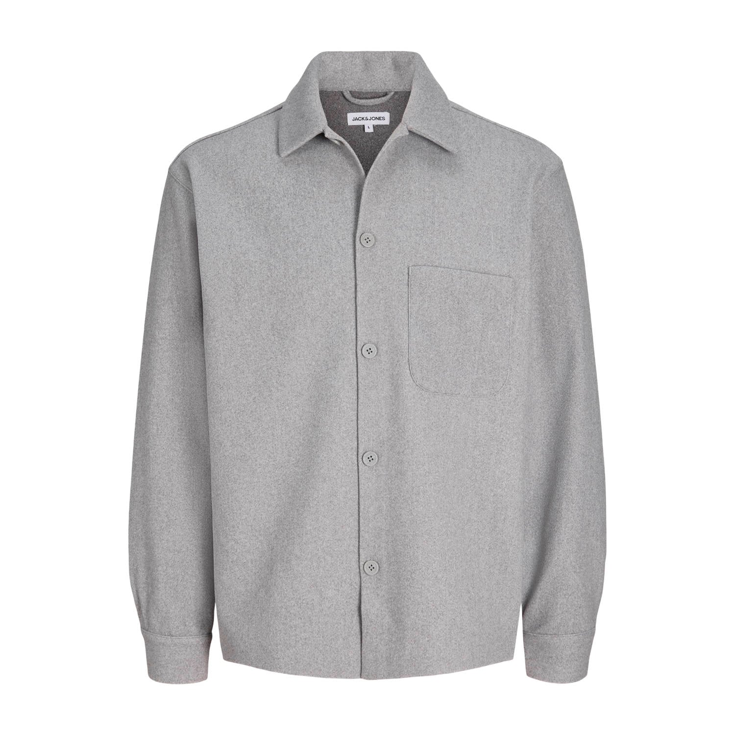 JACK & JONES ESSENTIALS relaxed fit overshirt lichtgrijs