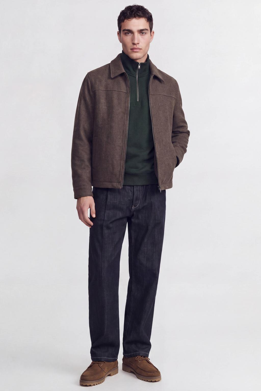 JACK & JONES ESSENTIALS relaxed fit sweater - donkergroen