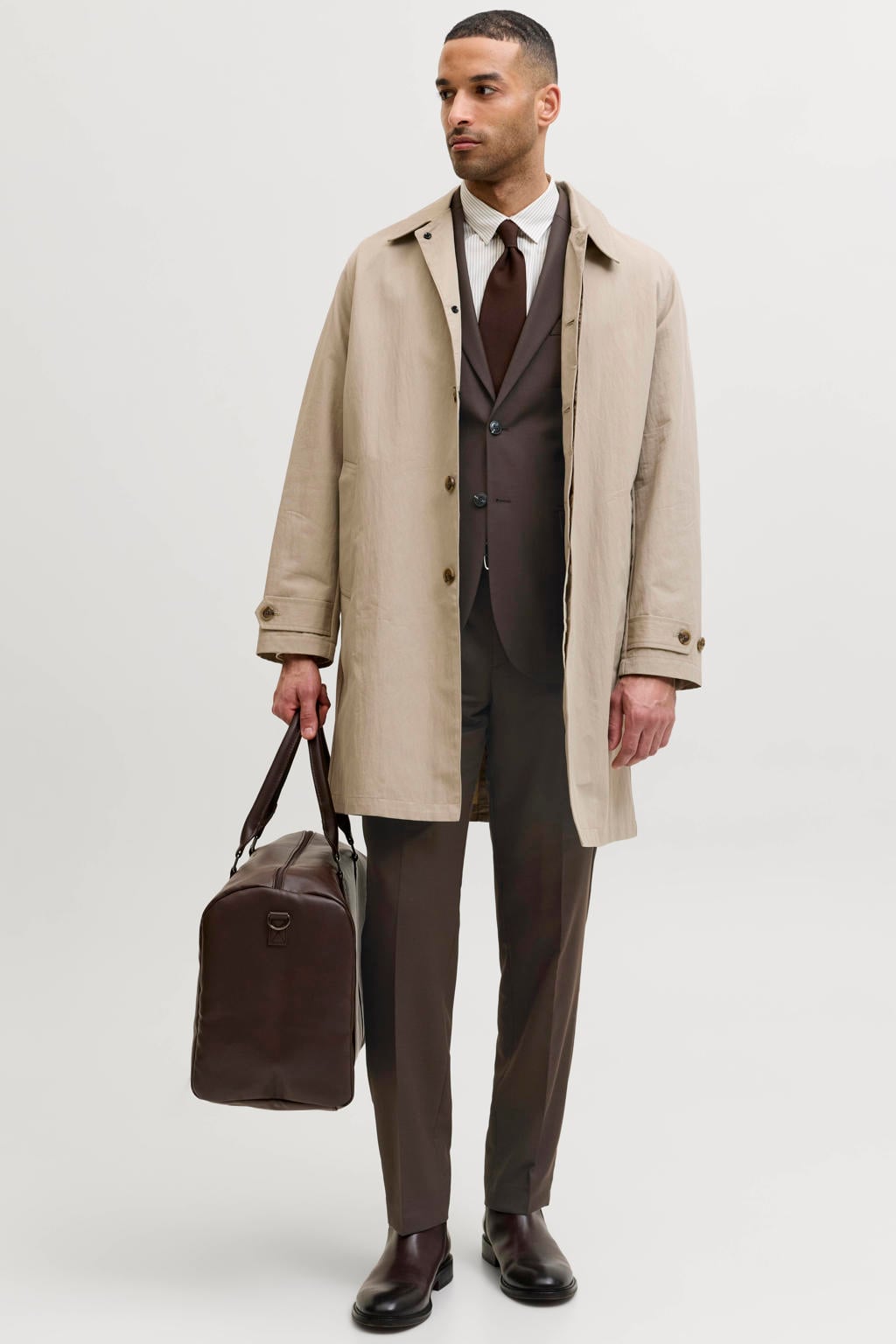Donkerblauwe heren JACK & JONES PREMIUM slim fit colbert met effen en reverskraag