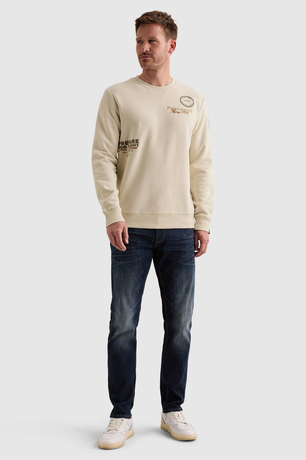 PME Legend regular fit sweater met patches - ecru