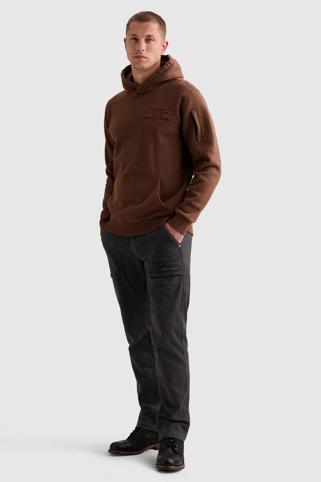 PME Legend regular fit hoodie met borduursels - bruin