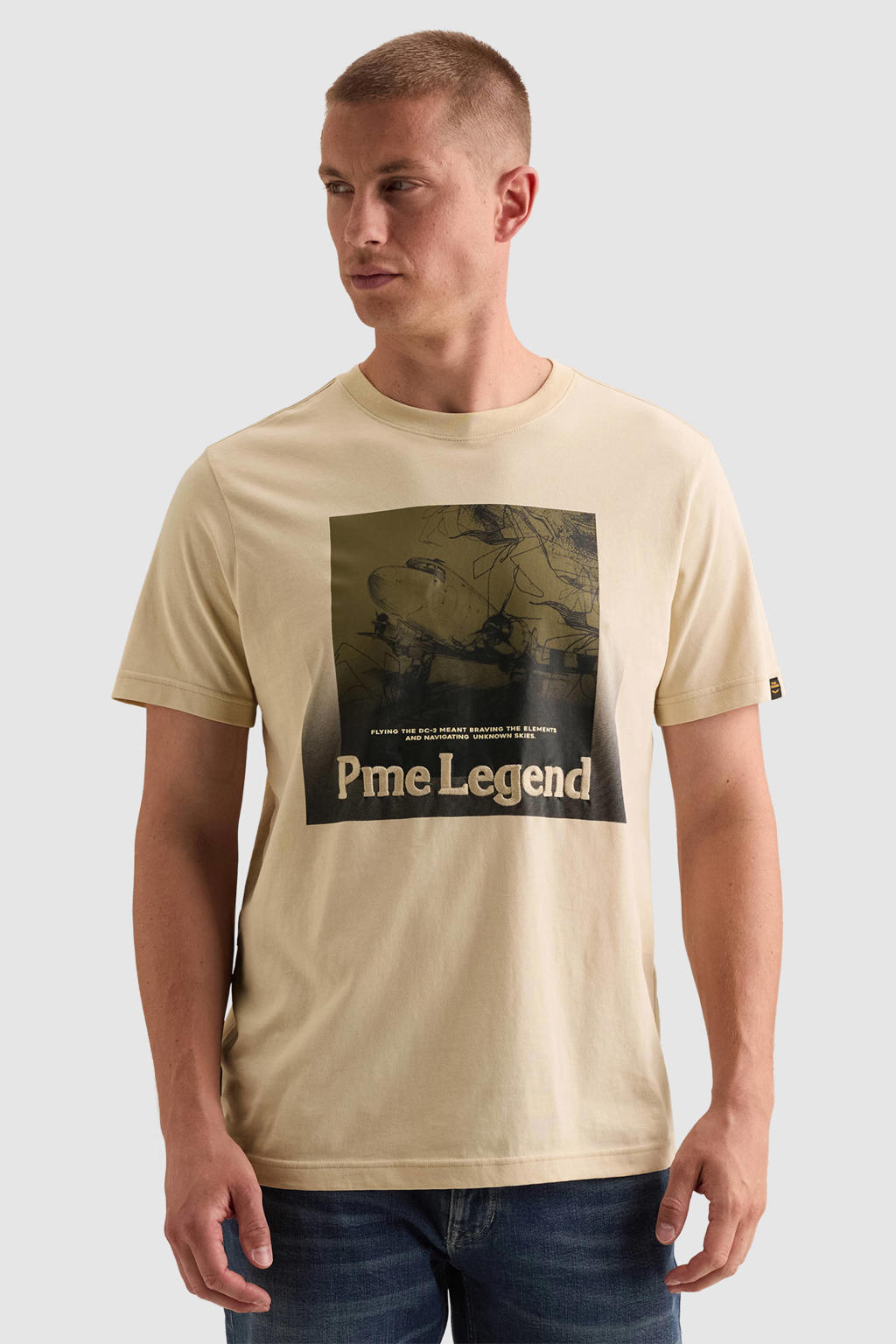 PME Legend regular fit T-shirt met print - ecru