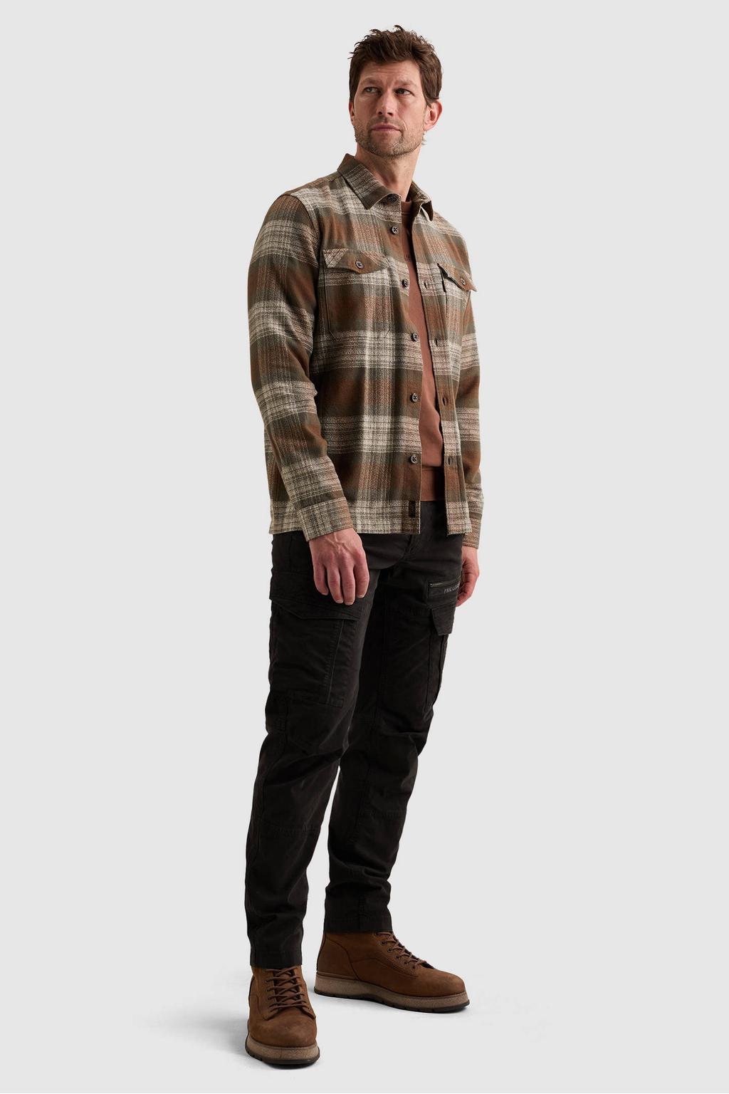 PME Legend regular fit geruit overhemd - bruin