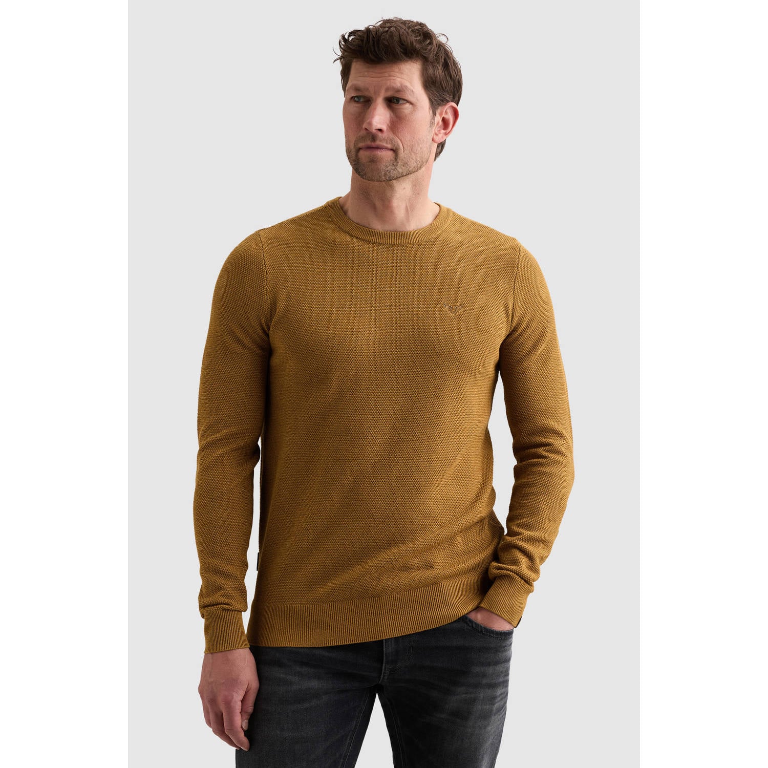 PME Legend regular fit gebreide trui goudbruin