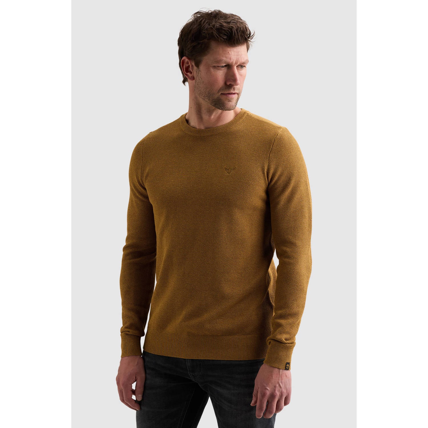 PME Legend regular fit gebreide trui goudbruin