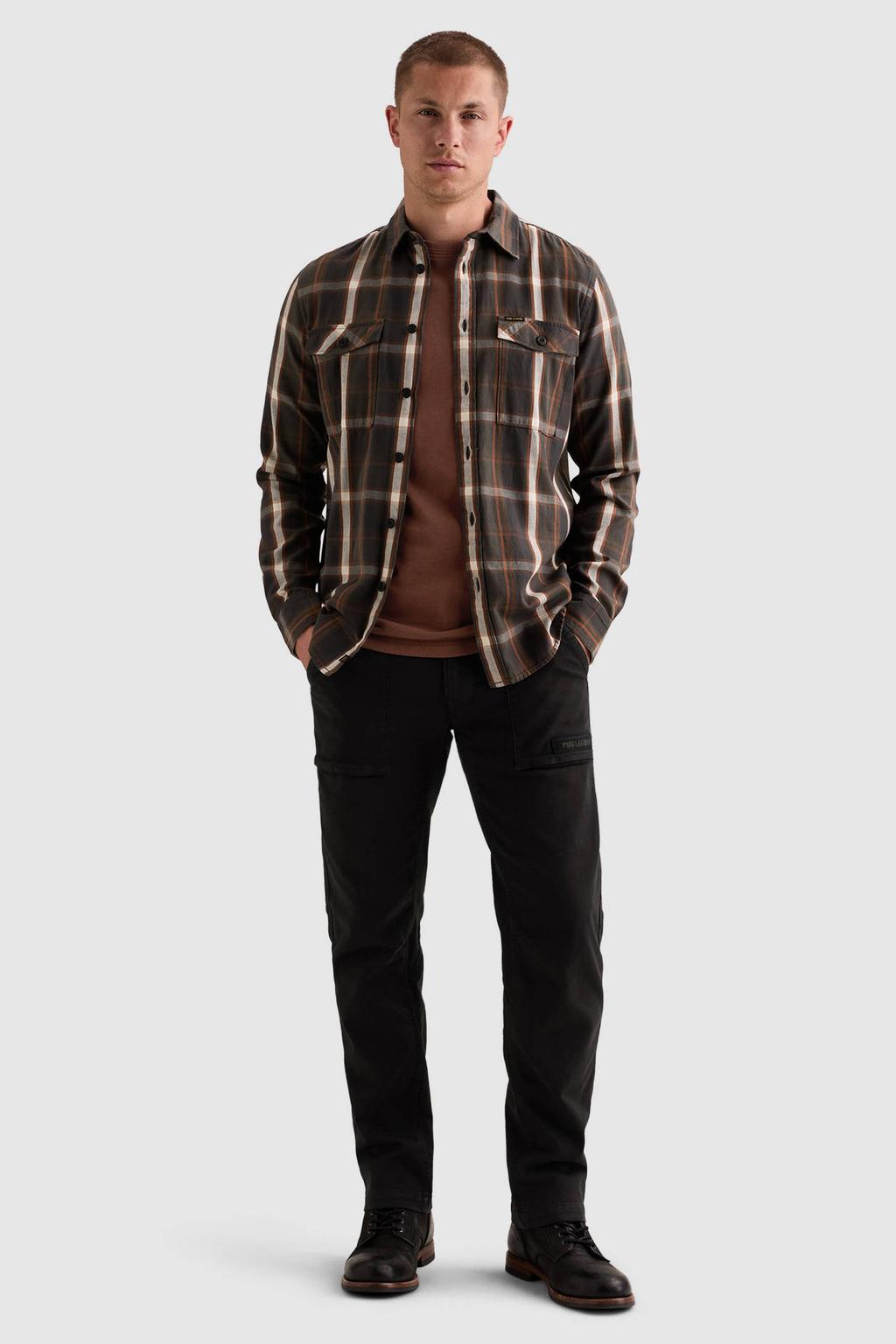 PME Legend regular fit geruit overhemd - bruin